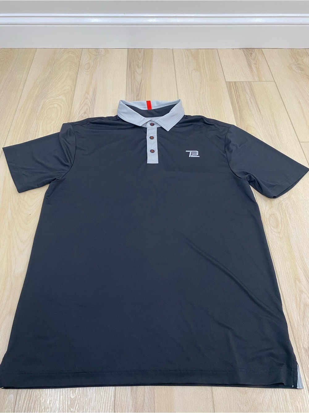 TB12 Tom Brady Performance Polo Shirt Black/Gray Men's Size XL